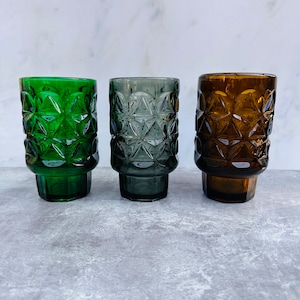 Zabkowice Geometric Vase No.2315 Designed by Jan Sylwester Drost, Mid Century Polish Glass in Green, Smoke & Amber