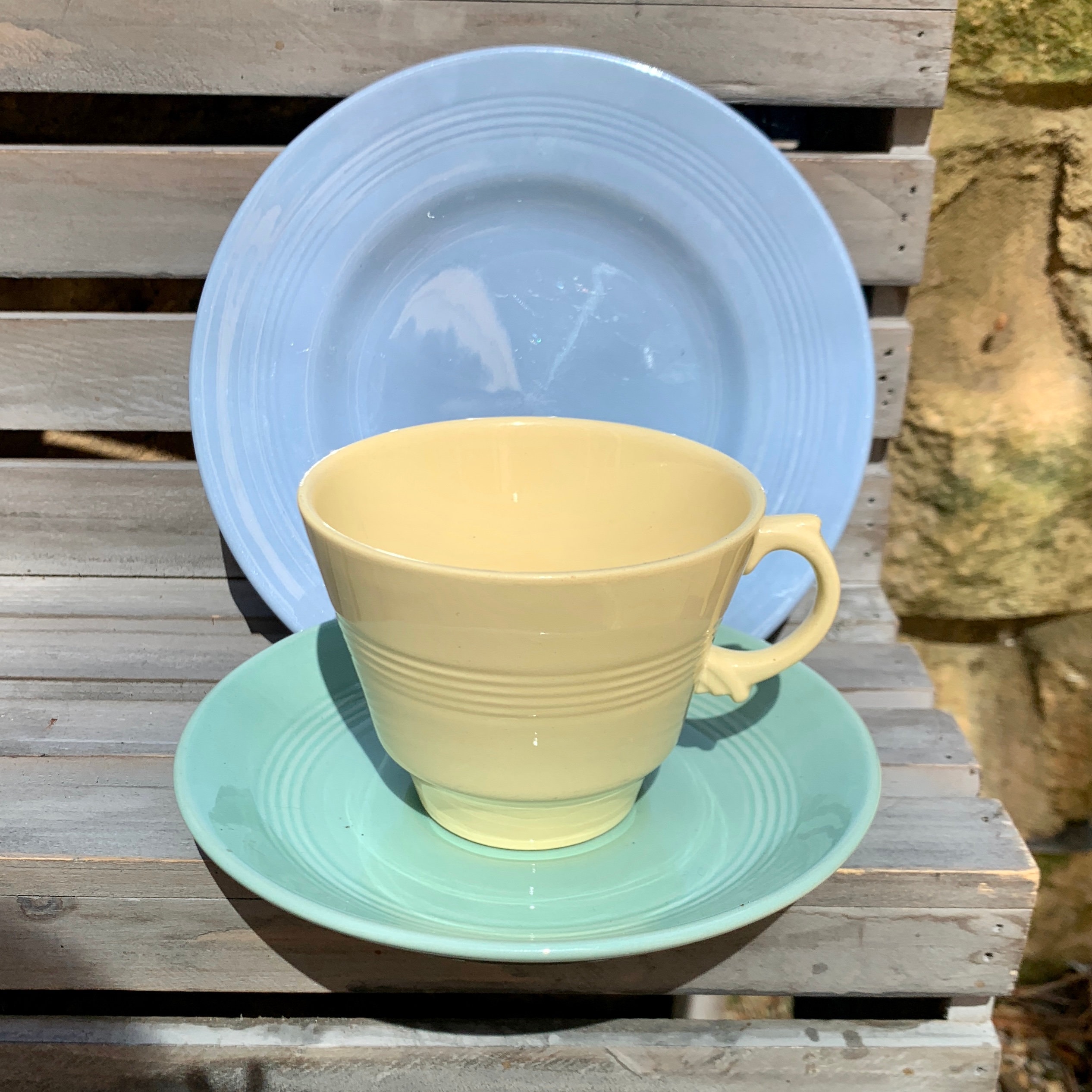 Wood's Ware Beryl Jasmine Iris Green Yellow & Blue Utility Wood's Ware Beryl Jasmine Iris Green Yellow & Blue Utility