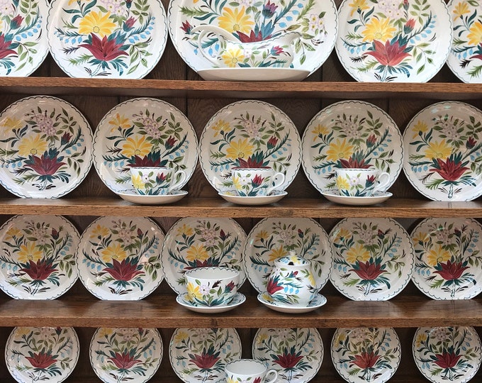 Midwinter Pottery Bella Vista Mid Century Dinner Service Pieces in a Colourful Handpainted Floral Pattern Designed By Jessie Tait