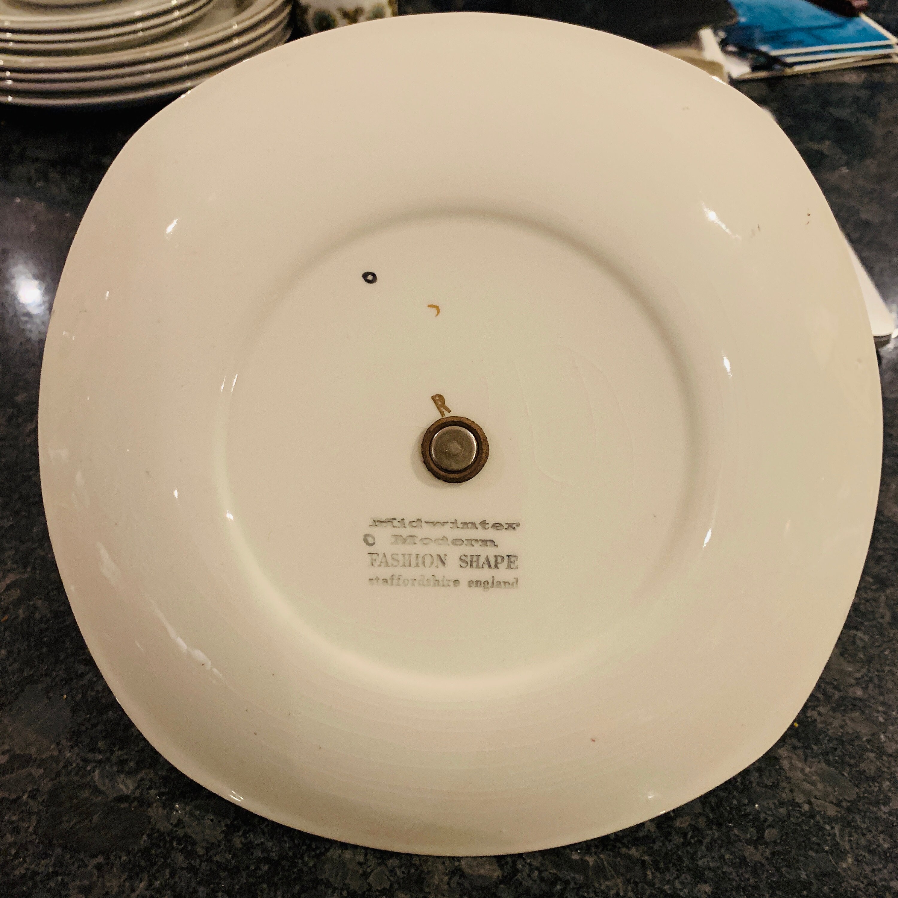 Rare Midwinter Pottery Cascade Pattern 9 Cake Plate with Chrome Handle