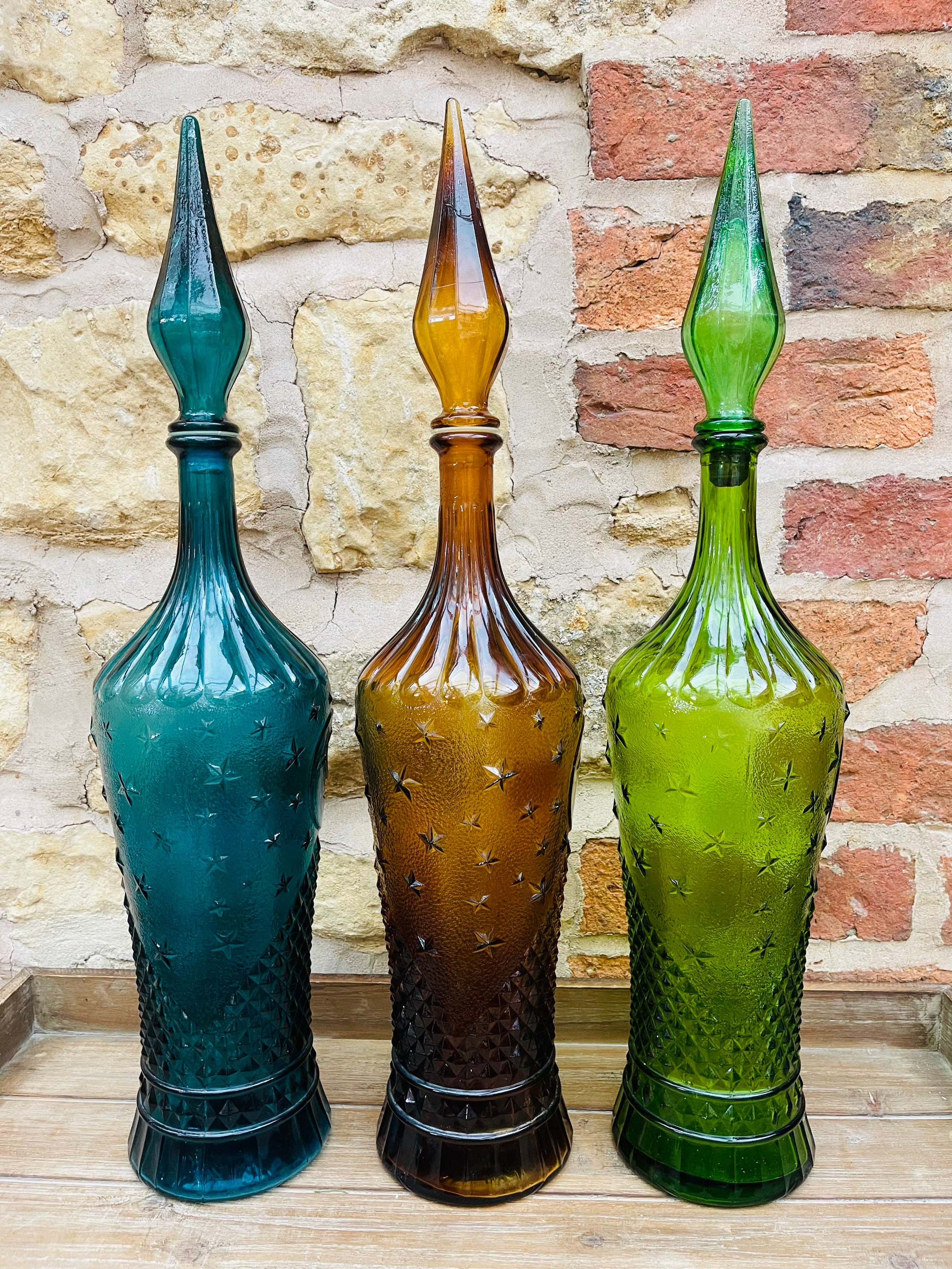 Genie Bottles Moon And Stars Pattern Vintage Italian Decorative