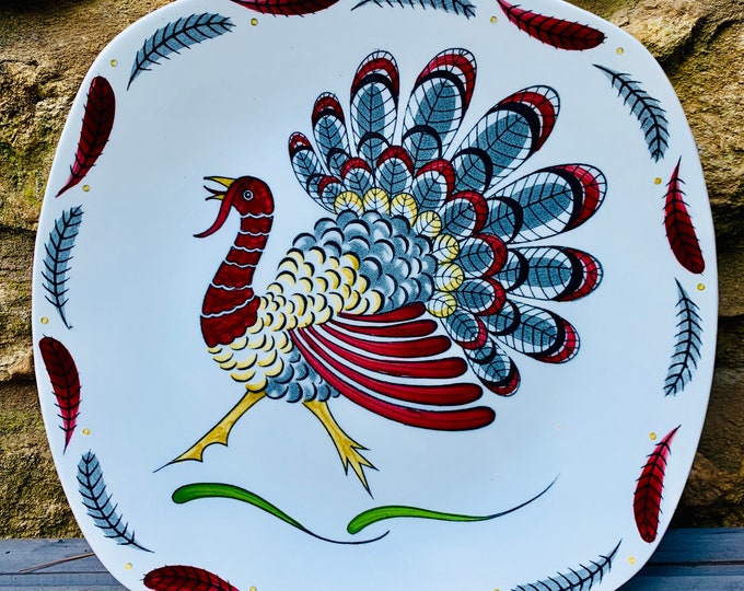 Midwinter "Gay Gobbler" Pattern Rare Dinner or Serving Plate - 1950's Thanksgiving