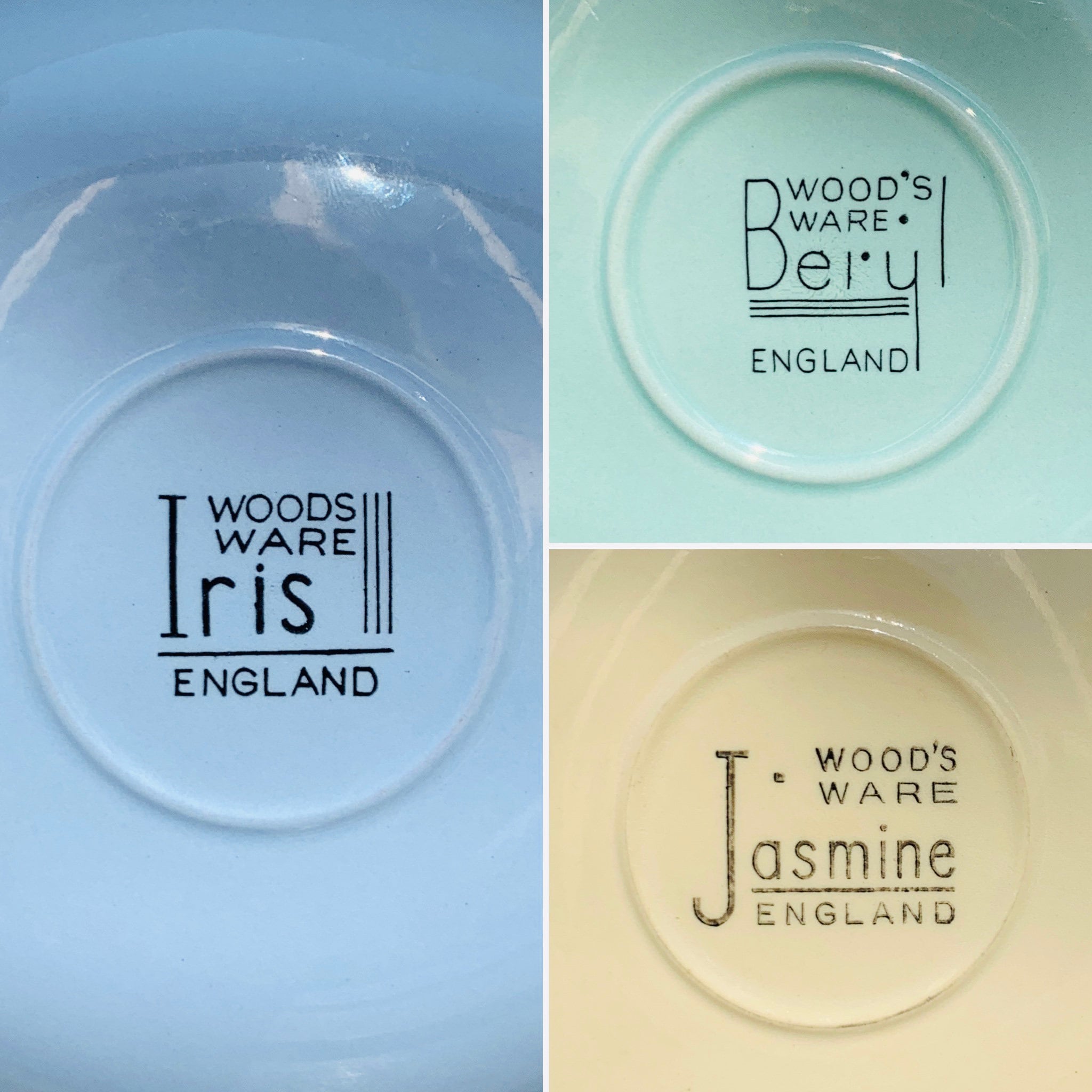 Wood's Ware Beryl Jasmine Iris Green Yellow & Blue Utility Wood's Ware Beryl Jasmine Iris Green Yellow & Blue Utility