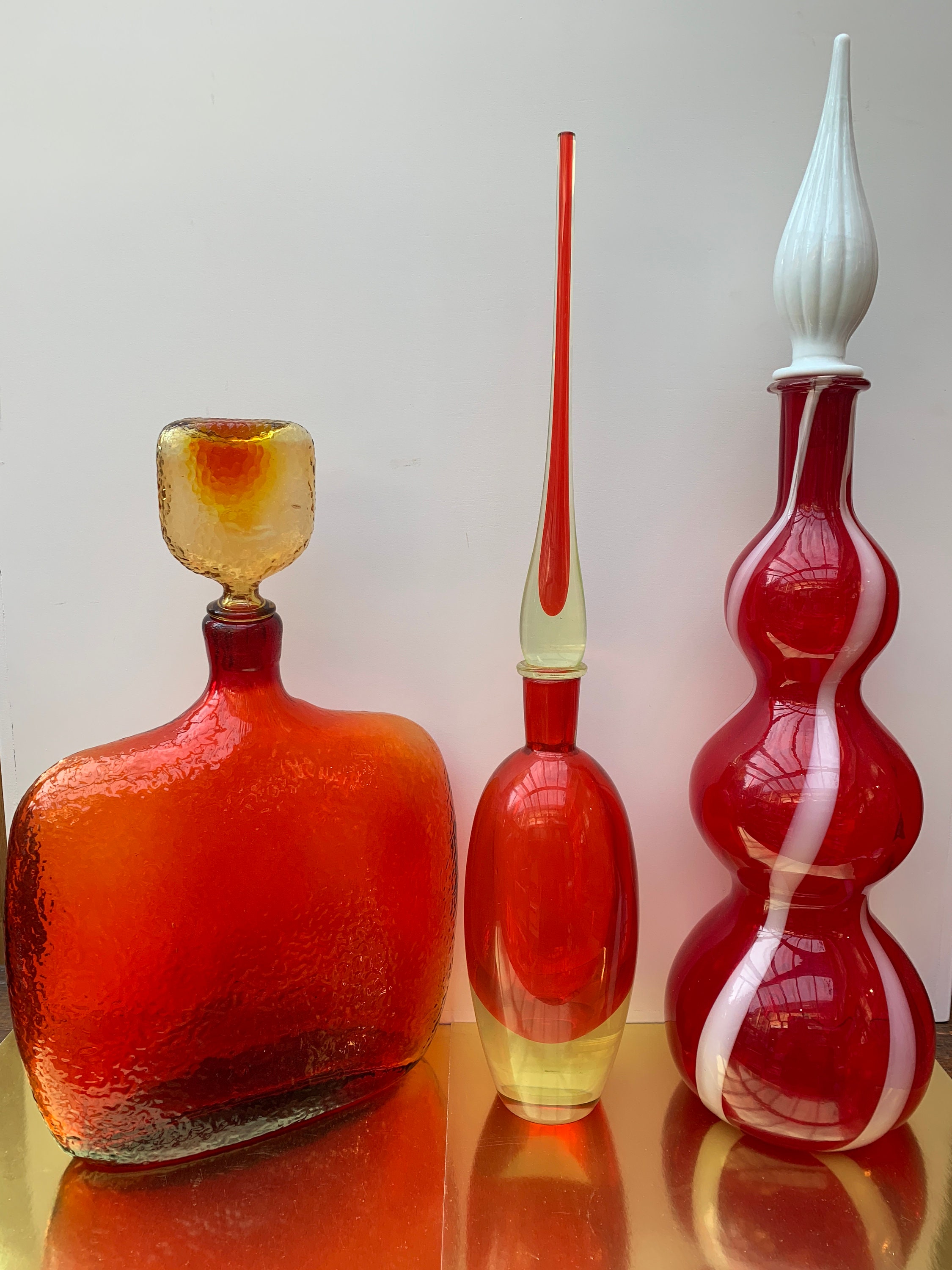Mid Century Cenedese Murano Red & Uranium Sommerso Glass ...