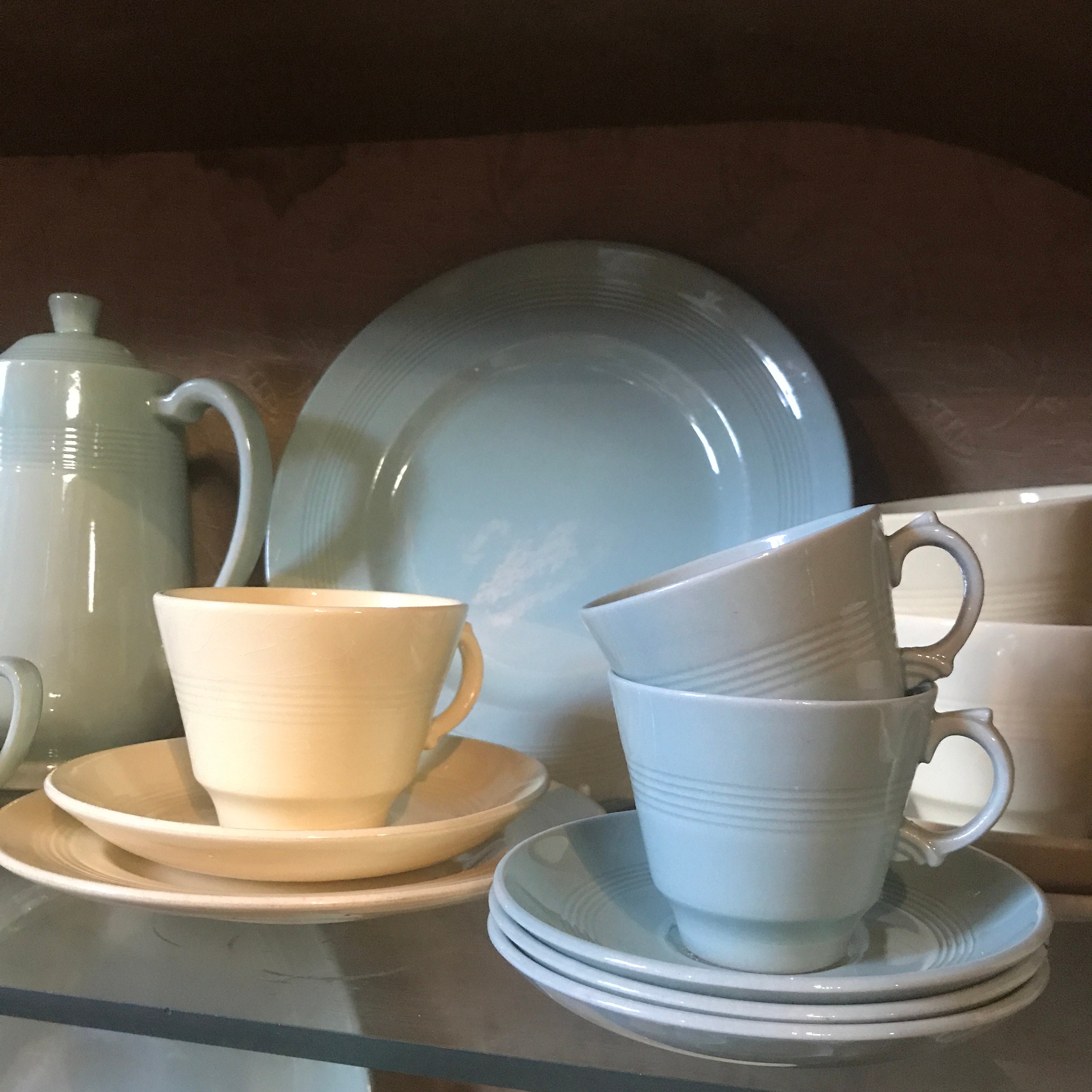 Wood's Ware Beryl Jasmine Iris Green Yellow & Blue Utility Wood's Ware Beryl Jasmine Iris Green Yellow & Blue Utility