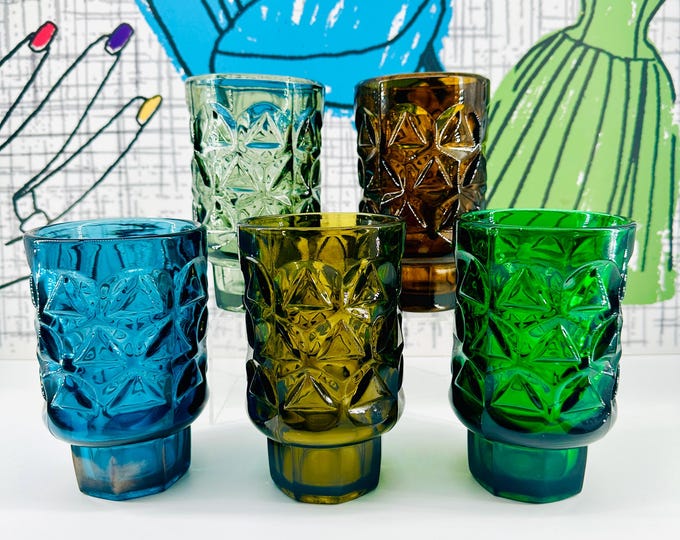 Zabkowice Geometric Vase No.2315 Designed by Jan Sylwester Drost, Mid Century Polish Glass in Blue, Green, Smoke, Khaki & Amber