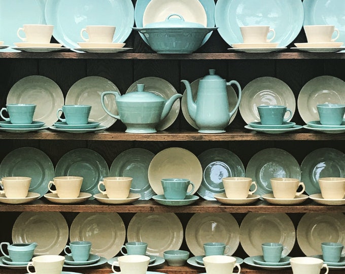 Wood's Ware Beryl Jasmine Iris Green Yellow & Blue Utility China Tea and Dinner Service Pieces