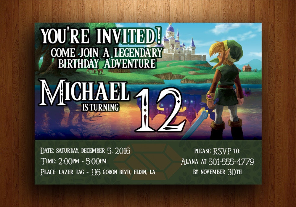 Legend Of Zelda Birthday Invitation Link Between Worlds Etsy Legend Of Zelda Birthday Invitation Link Between Worlds Etsy