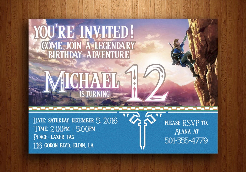 La Legende De Zelda Anniversaire Invitation Souffle De La Etsy La Legende De Zelda Anniversaire Invitation Souffle De La Etsy