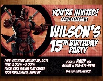 Deadpool Birthday Invitation - Digital Printable File