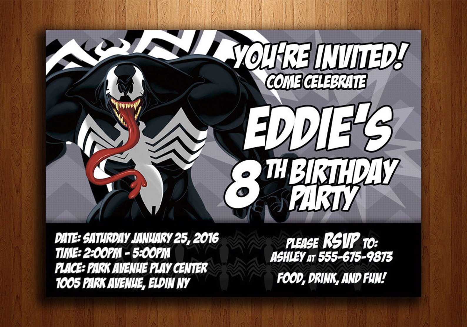 Venom Birthday Invitation Digital Printable File Etsy