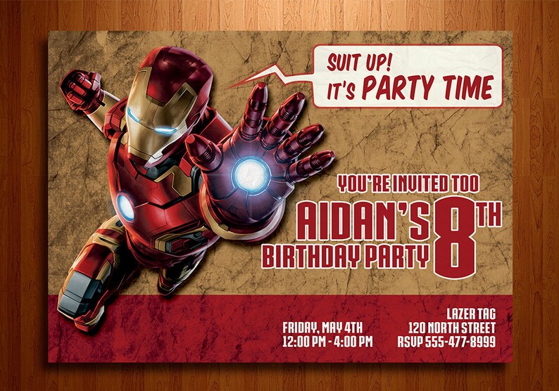 Iron Man Birthday Party Invite Digital Invite image 1