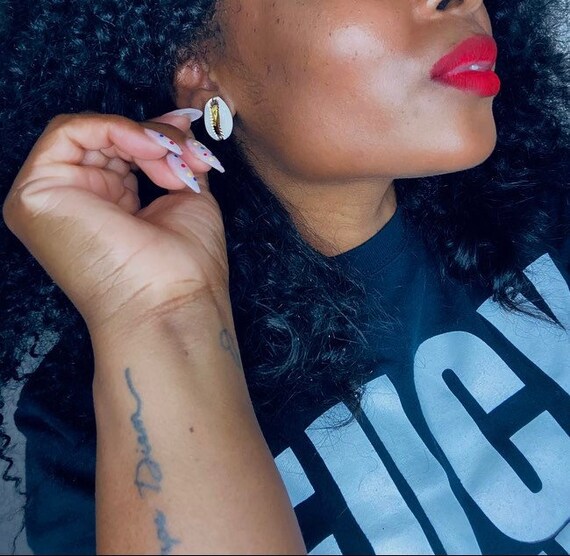 Cowrie Shell Stud Earrings Cowry Shell Etsy