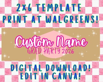 2x6 卒業バナー Canva テンプレート デジタルダウンロード