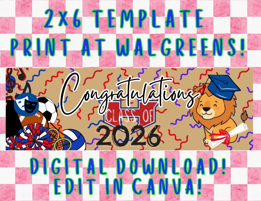 2x6 School Graduation Banner Canva Template Digital Download - Etsy