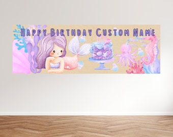 Mermaid Birthday Banner Template