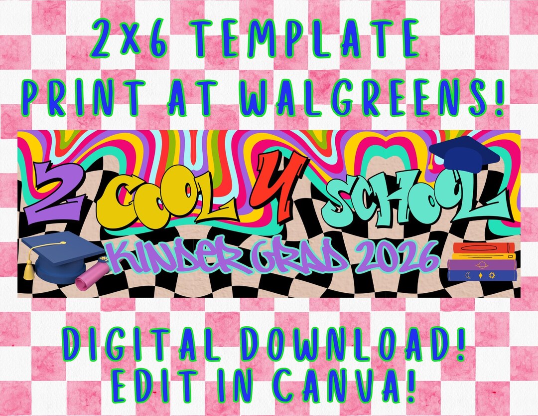 2x6 Graffiti Kinder Grad Banner Template Digital Download - Etsy
