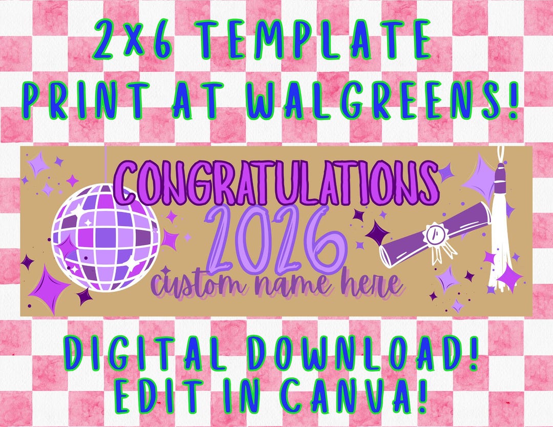 2x6 Graduation Banner Canva Template Digital Download - Etsy