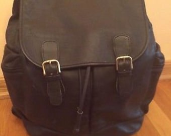 Vtg Coach Black Leather Medium to Full Backpack Daypack 9791  display picture 1