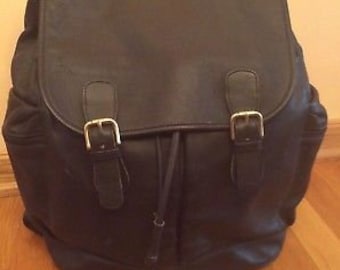 VTG Coach XL Extra Large Backpack Black Leather Cowhide D7S-0520