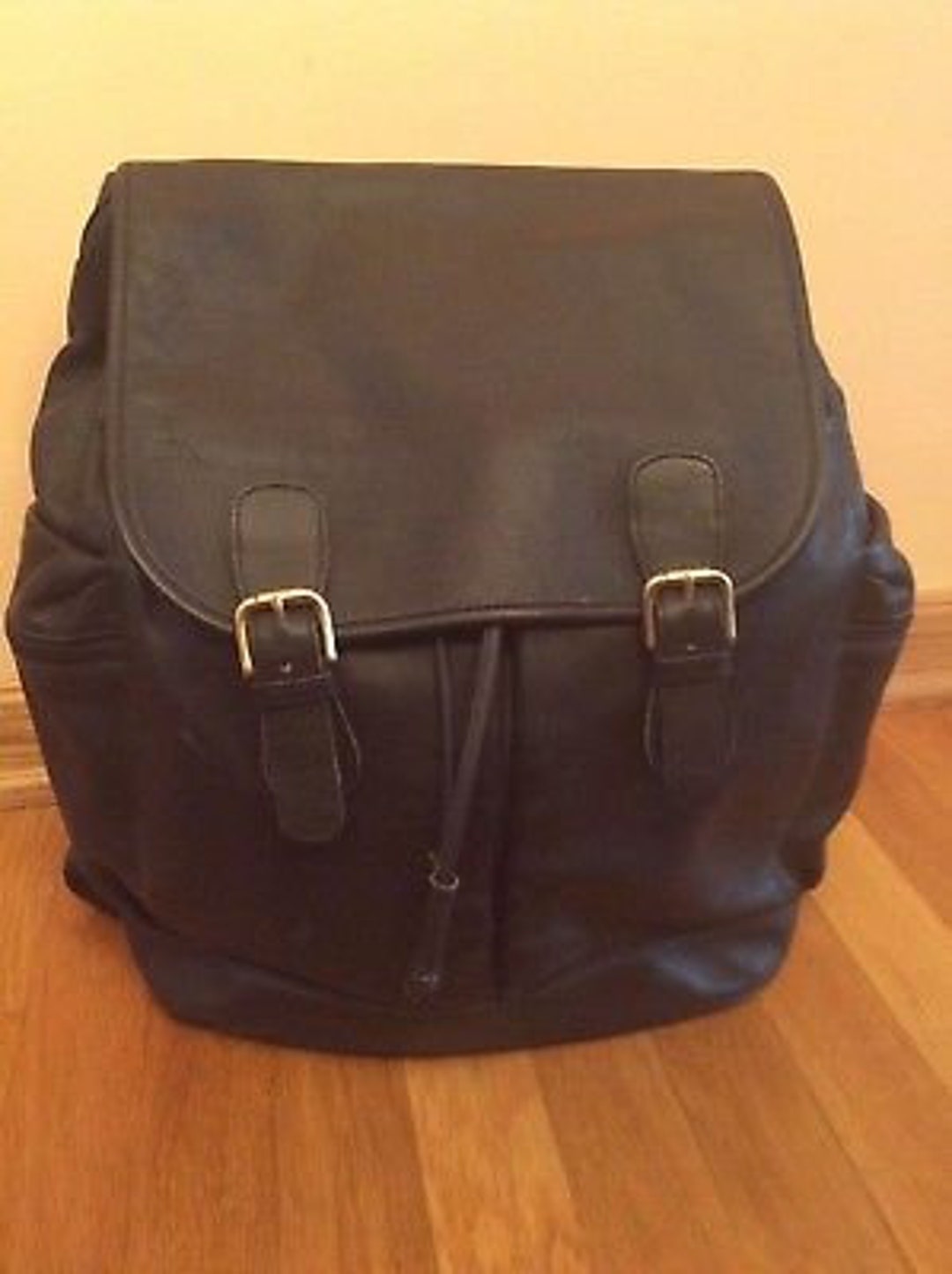 VTG Coach XL Extra Large Backpack Black Leather Cowhide D7S-0520