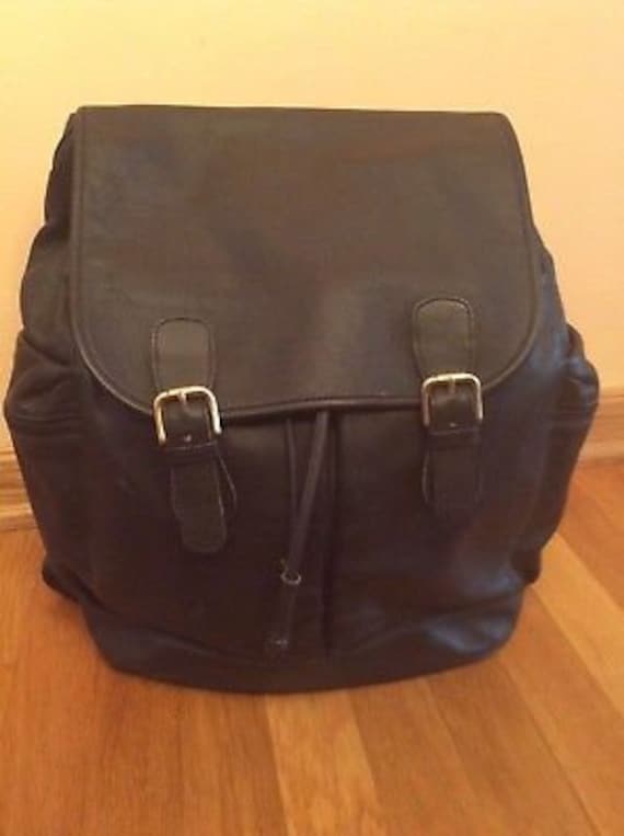 VTG Coach XL Extra Large Backpack Black Leather Co
