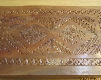 VTG Handcarved Wood  Cigarette Box OOAK IntricateDetail Workmanship