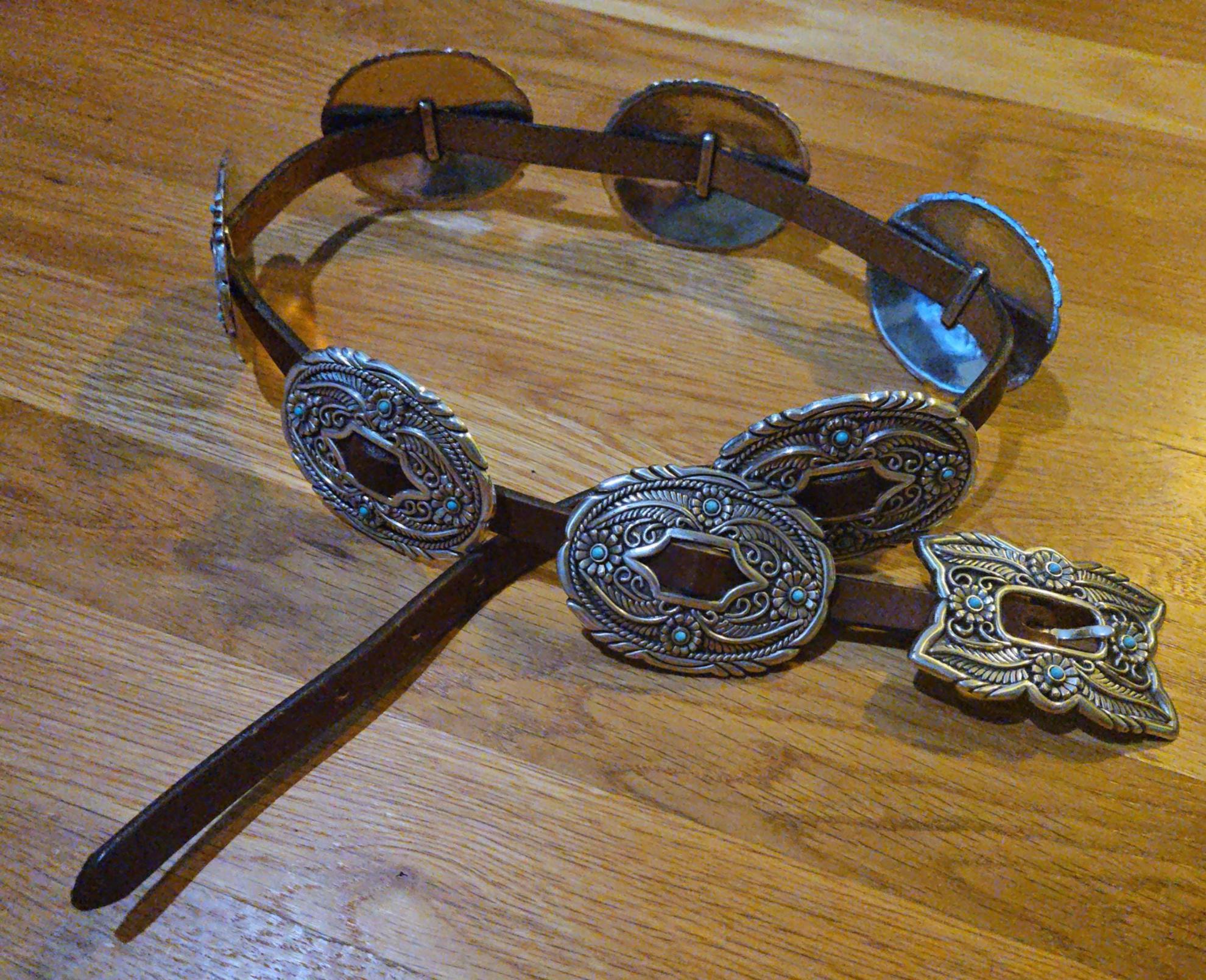Justin Western Tooled Leather Belt Horse Concho Silver Buckle Size L Justin Concho Belt - Etsy main image 4