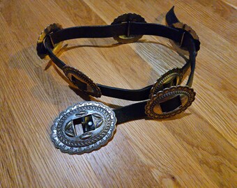 Vintage Lauren Ralph Lauren Black Leather Studded Western Belt size Large Ralph Lauren Concho Belt for sale - eBay main image 2