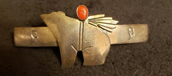 Sterling Silver 995 Bear & Stone Hair Clip