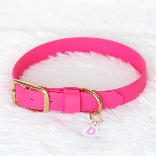 Pink Leather Dog Collar With Heart Heart Pink Dog Collar Etsy