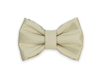 Champagne Satin Dog Bow Tie | Wedding Dog Bow Tie | Tan Dog Bow | Handcrafted