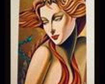 Robert Moser Eve Art Deco Erte'style Tamara de Lempicka style hand sig