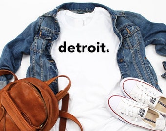 Detroit with Michigan Logo Tshirt l Unisex Shirt l Ladies' Shirt l Women's Tee l Bella Canvas 3001 l 6400