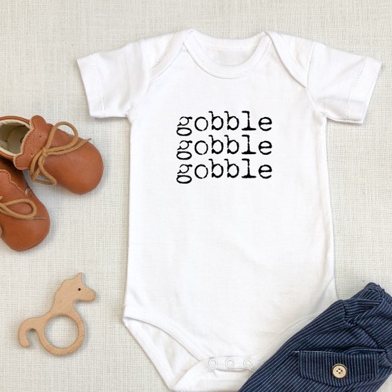 Gobble Gobble Gobble White Long Sleeve or Short Sleeve Bodysuit I Thanksgiving Day Outfit for babies I pregnancy announcement I Baby Shower Il_570xn