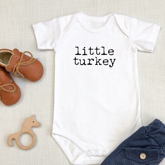 little turkey White Long Sleeve or Short Sleeve Bodysuit I Thanksgiving Day Outfit for babies I pregnancy announcement I Baby Shower Il_570xn
