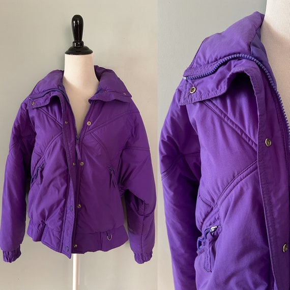 Vintage 80s Purple Ski Jacket Winter Coat Bright … - image 1