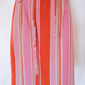 Vintage 60s Retro Pink Red White Striped Mini Skort Skirt Belted Mod SM