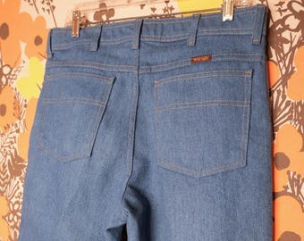 Vintage 80s Wrangler Denim Blue Jeans Regular Fit Men's Size 34x30 Retro