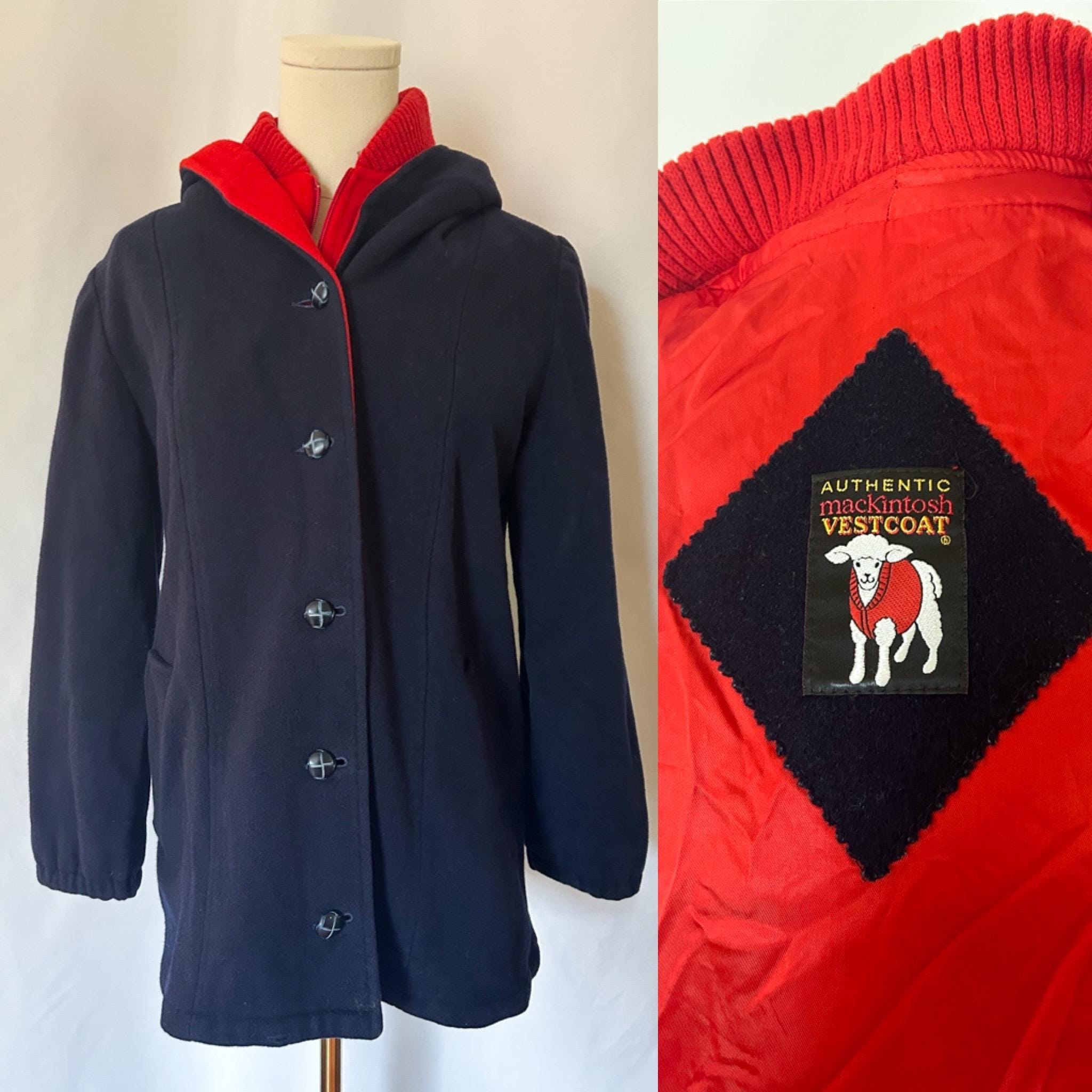 Vintage 1985 Mackintosh Vest Coat Women's Size 8 Navy Red Vintage 1985 Mackintosh Vest Coat Women's Size 8 Navy Red