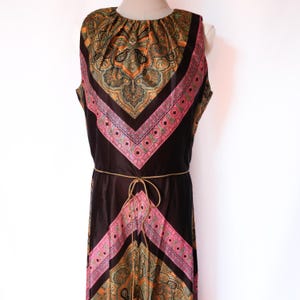 Vintage 60s Psychedelic Ethnic Floral Printed Palazzo Pants Jumpsuit Playsuit M