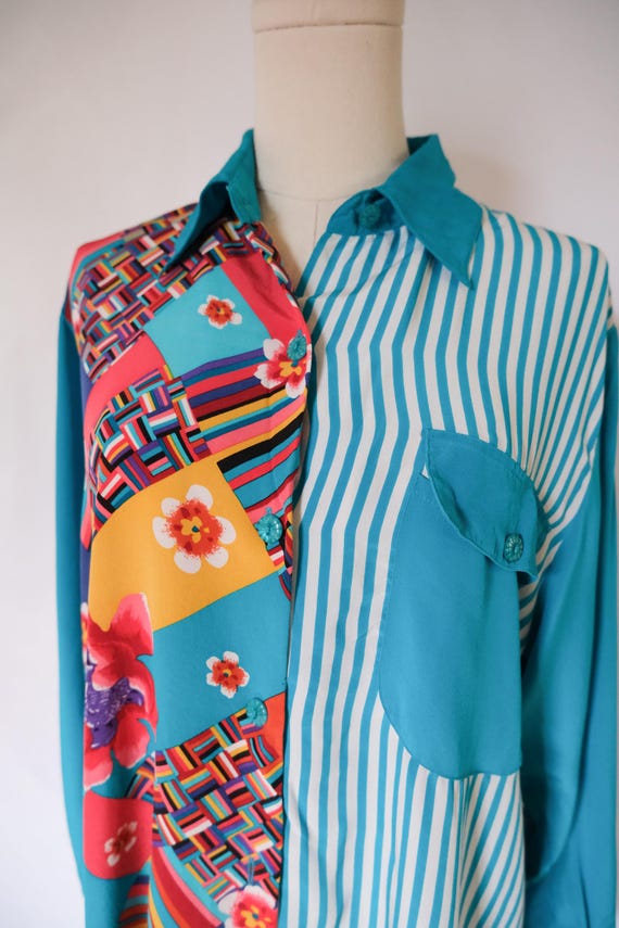 Vintage 80s Avant Garde Oversized Billowy Silk Gr… - image 1