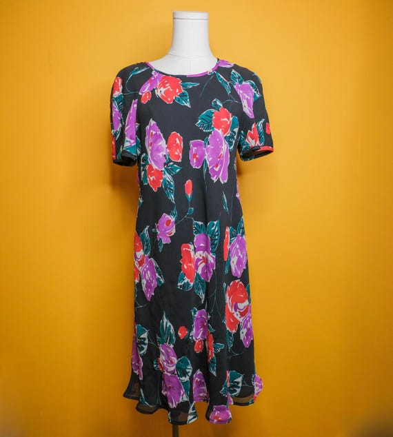 liz claiborne purple dress Liz Claiborne Liz Claiborne Dress Womens XL Purple Button Prairie Teacher Modest Church Cottagecore