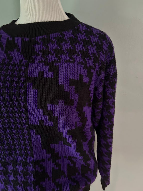 Vintage 80s/90s Purple and Black Houndstooth Patt… - image 7