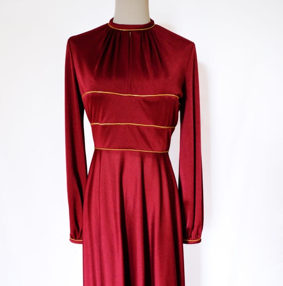knee length dresses for ladies Ella Beaded Long Sleeve Mermaid Dress in Champagne and Burgundy – Oasislync main image 0