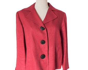 Vintage y2k Ralph Lauren Red Linen Blazer Light Jacket Button Up Sz 12