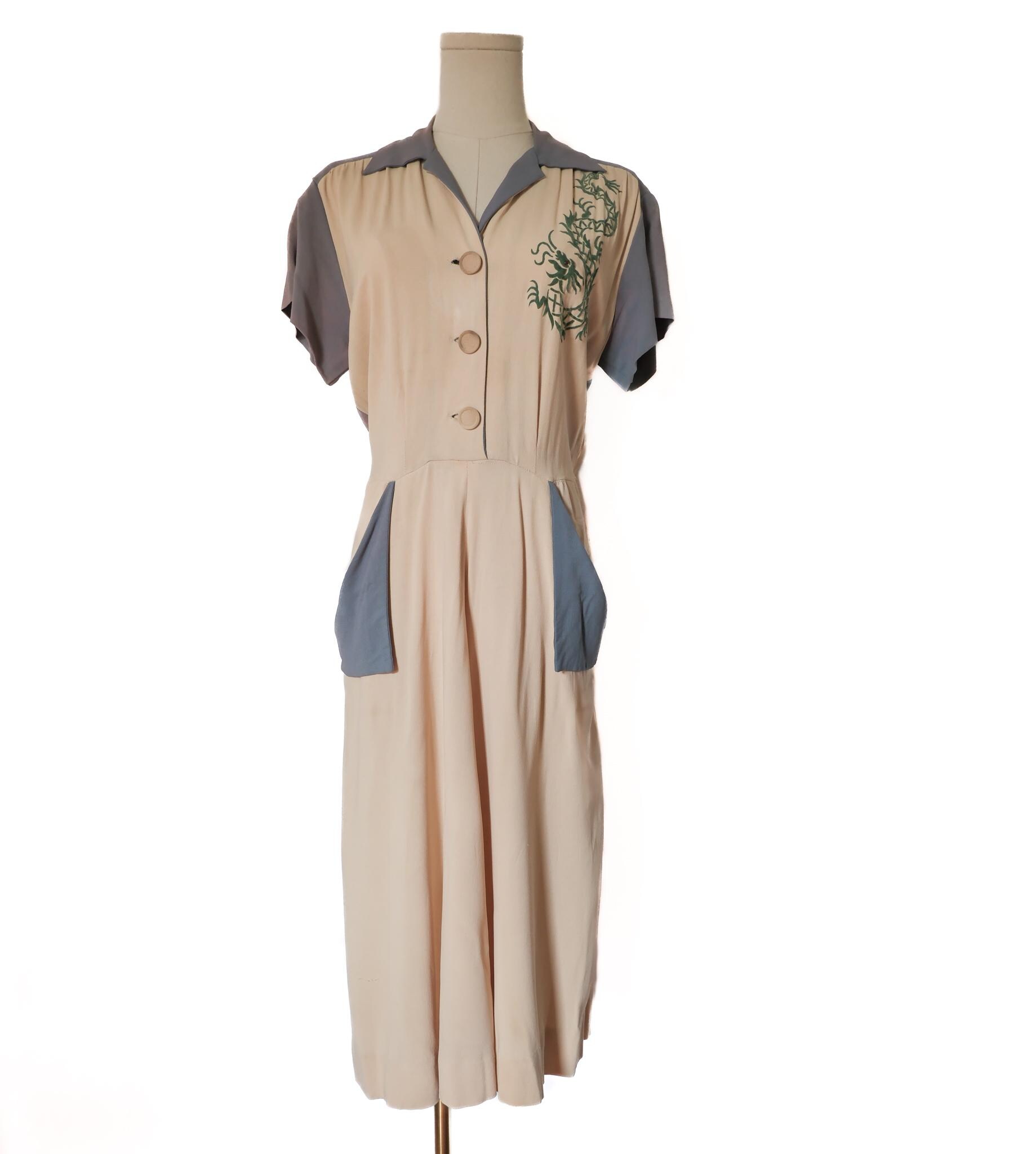 Grey Cream Dress - Etsy