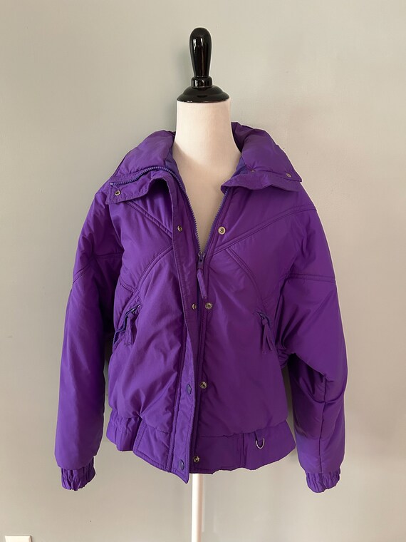 Vintage 80s Purple Ski Jacket Winter Coat Bright … - image 2