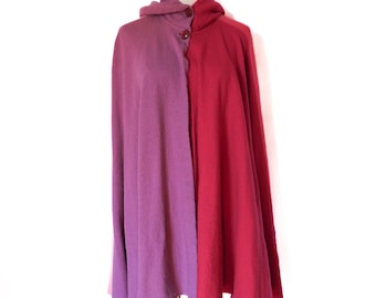 Vintage 60s / 70s Sak's Fifth Avenue Pink Purple Burgundy Color Block Cape Poncho OS