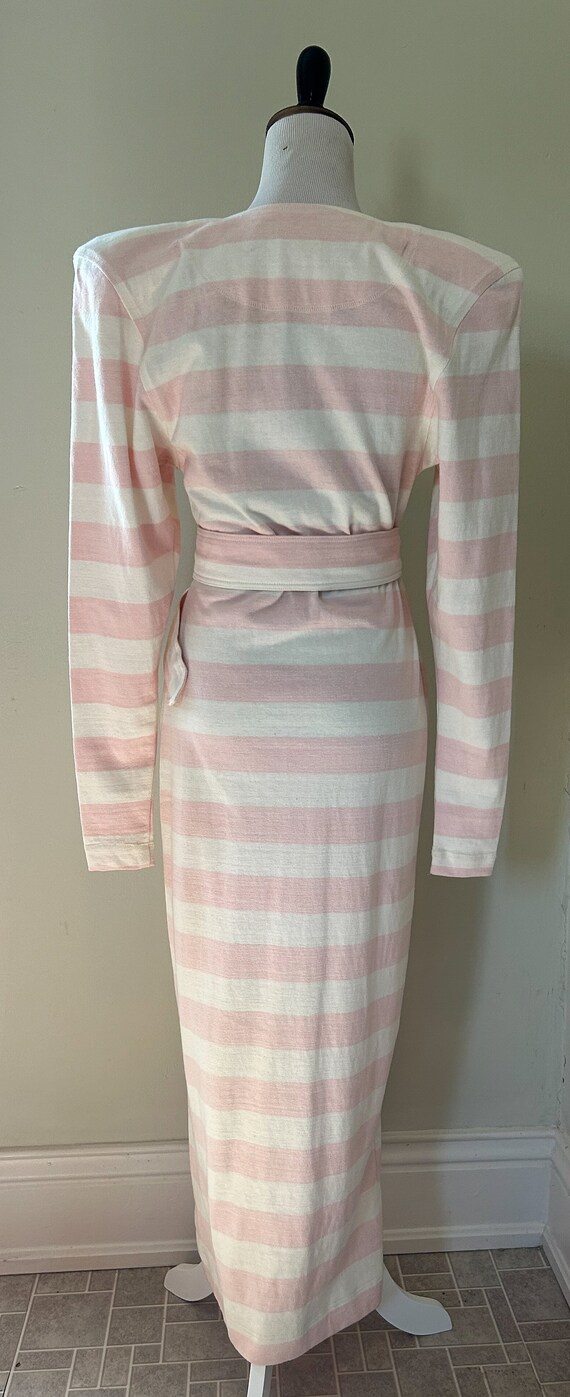 Vintage 80s Pink & White Stripe Long Sleeve Butto… - image 5